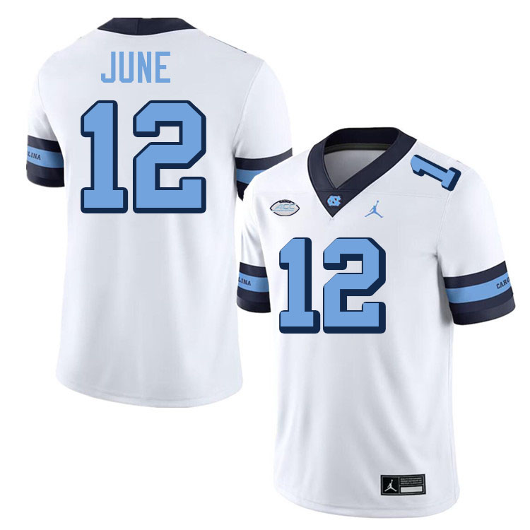 #12 Demon June North Carolina Tar Heels Jerseys,Apparels,Uniforms Stitched-Throwback White